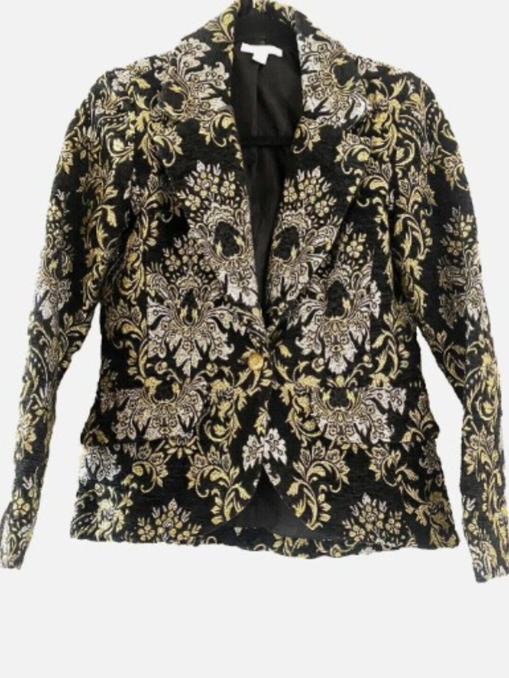 BOSTON PROPER Silver & Gold Tapestry Embroidered Blazer Jacket Size 2
